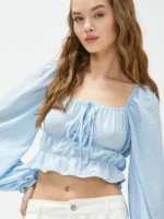 Balloon Sleeve Blouse - Square Neck - Image 2