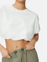 Elastic Waist Cotton Short T-shirt - Image 2